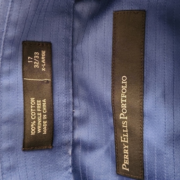 PERRY Ellis Portfolio Blue Striped Button-Up Shirt - Picture 4 of 6